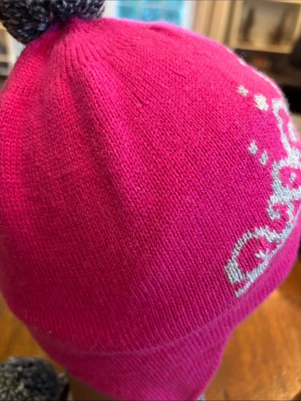 Kate Spade Princess Pink Knit Earflap Beanie with Pom-Poms Wool